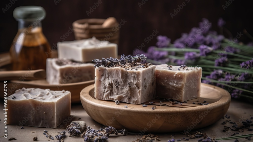 Cosmetic spa soap. Created with Generative AI technology.