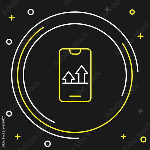 Line Online sports betting icon isolated on black background. Sport bet bookmaker. Betting online make money. Colorful outline concept. Vector