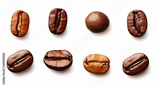 Coffee Bean Set Isolated on White. Generative ai
