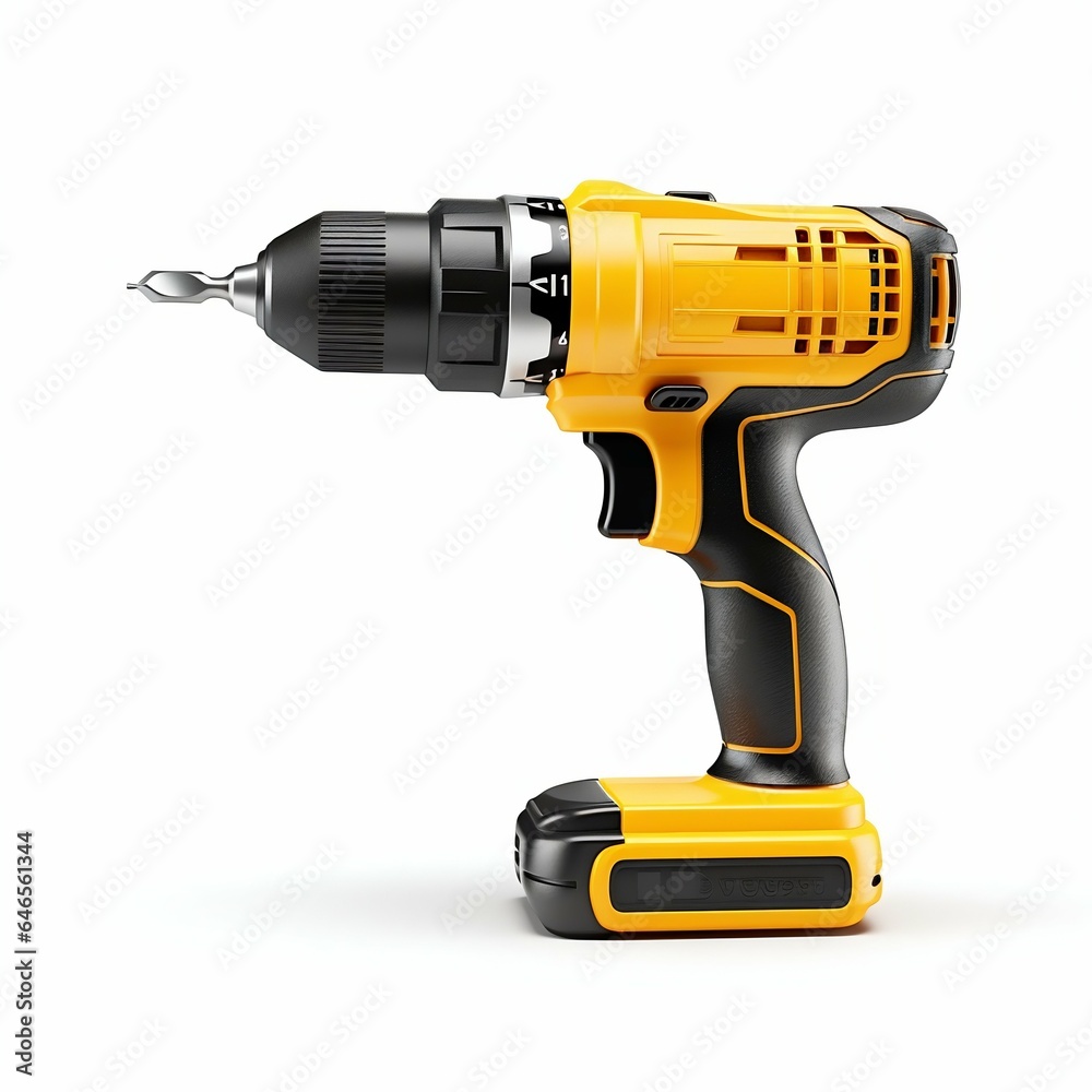 Power Drill Isolated on White. Generative ai
