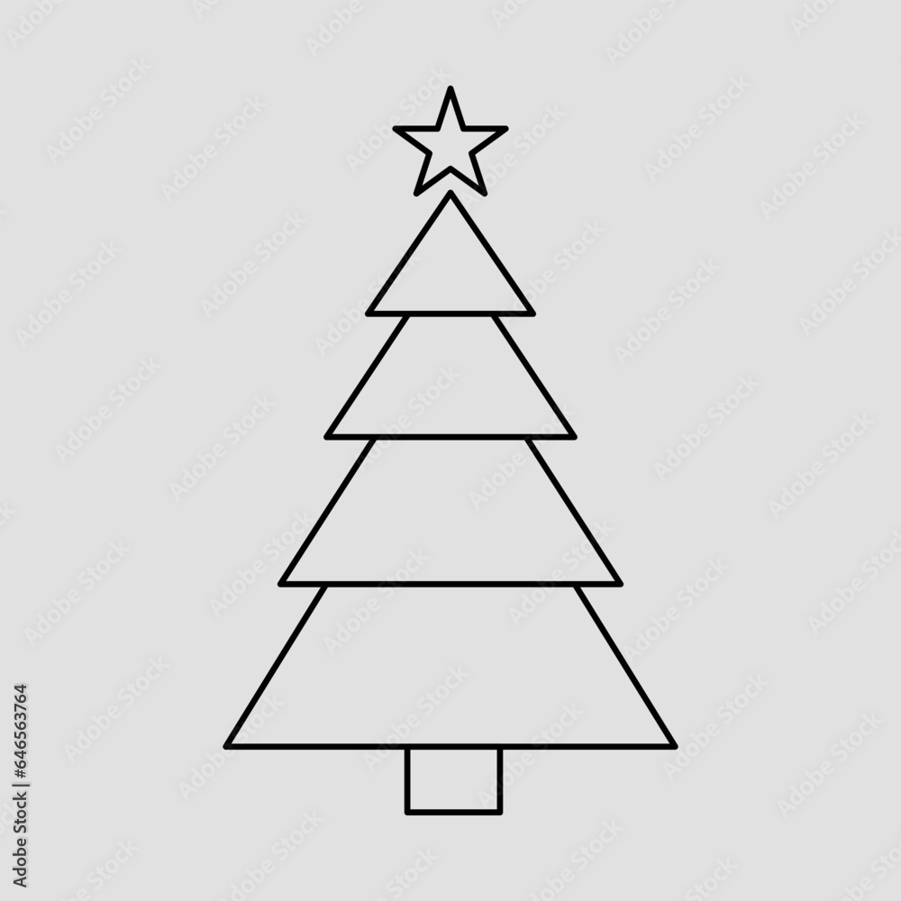 Christmas tree . Vector on grey background