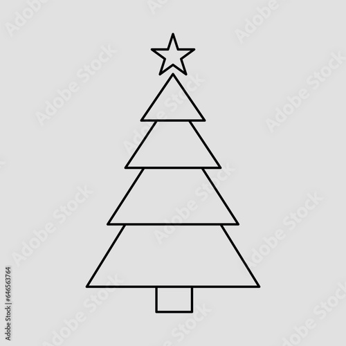 Christmas tree . Vector on grey background