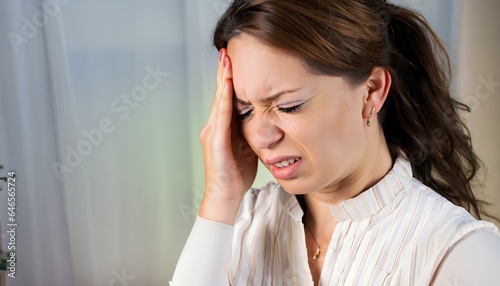 portrait of a woman with headache