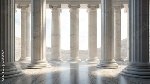 a row of towering marble columns, their smooth surfaces and intricate details. The composition evokes the grandeur of classical architecture.