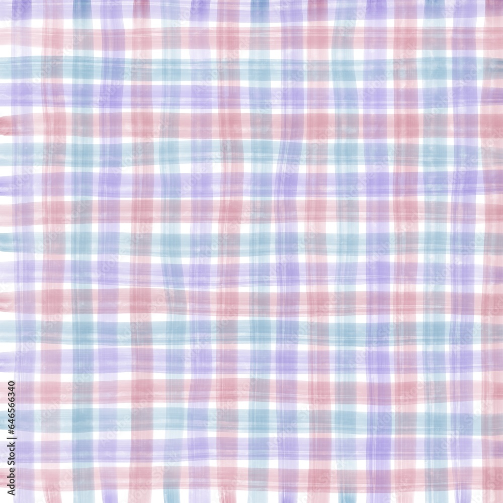 Pink Purple Blue Gingham Check Hand Drawn Background Pink Purple Blue Gingham Check Hand Drawn Background
