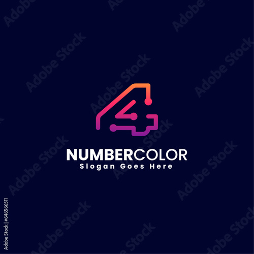 Vector Logo Illustration Number 4 Gradient Colorful Style