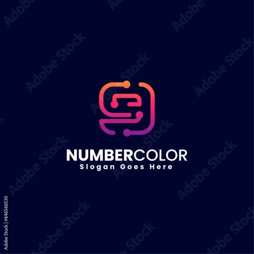 Vector Logo Illustration Number 9 Gradient Colorful Style