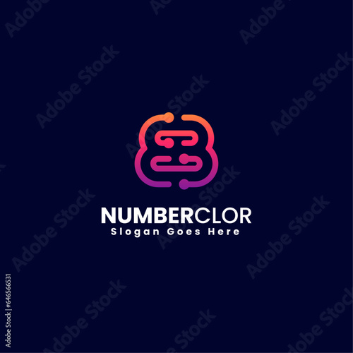 Vector Logo Illustration Number 8 Gradient Colorful Style