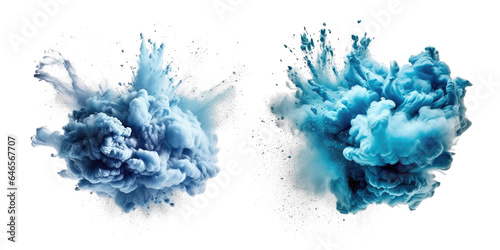 Light Blue Powder Explosion , Isolated On Transparent, PNG