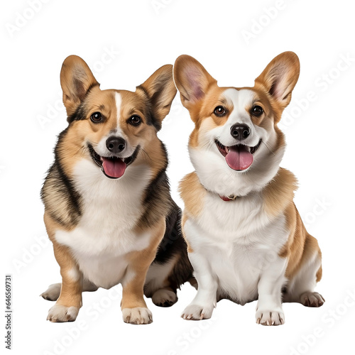 2 playful corgy dogs isolated © PawsomeStocks