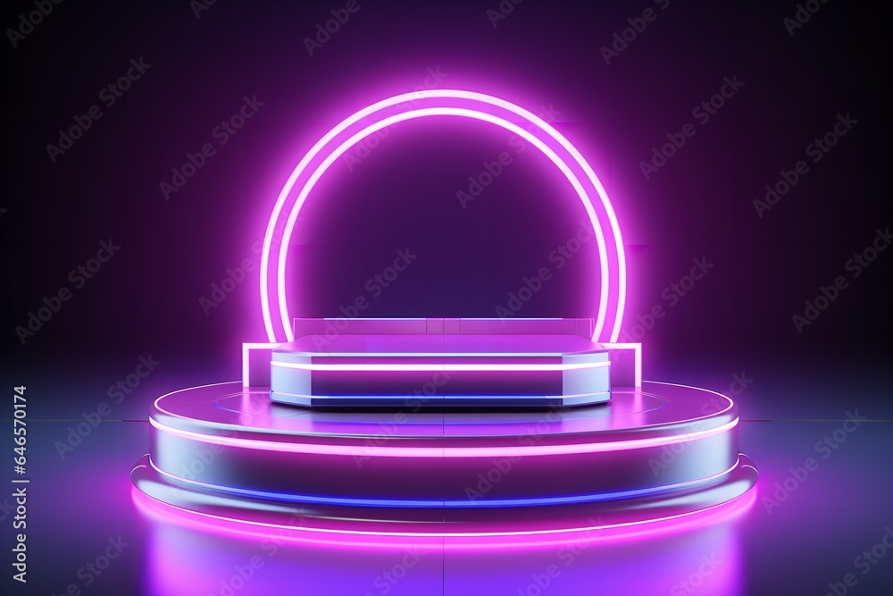 3d display product with geometric podium platform pedestal cyberpunk cyber neon futuristic scene 3d display product with geometric podium platform pedestal cyberpunk cyber neon futuristic scene