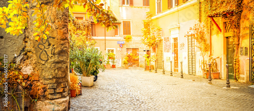 Canvas Print street in Trastevere, Rome, Italy