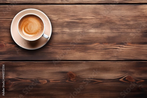 top view wood table and coffee cup study mockup background