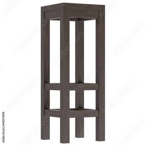 3D rendering illustration of a wooden high stool