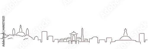 Kathmandu Dark Line Simple Minimalist Skyline With White Background