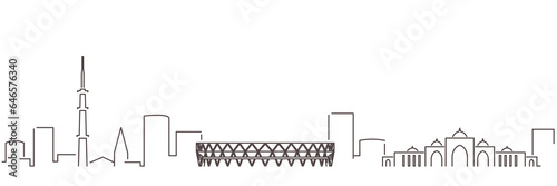 Bilde på lerret Ahmedabad Dark Line Simple Minimalist Skyline With White Background