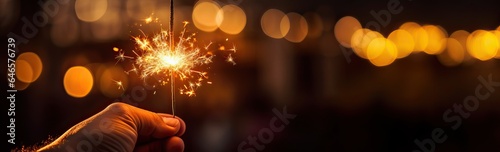 christmas background of a hand holding sparklers