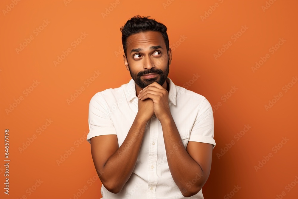 Obraz premium sad, confused and upset young indian man wears fashion