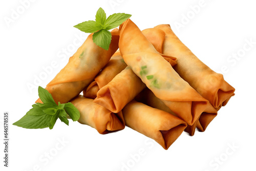 Vegetarian Spring Rolls Isolated on Transparent Background. Generative Ai