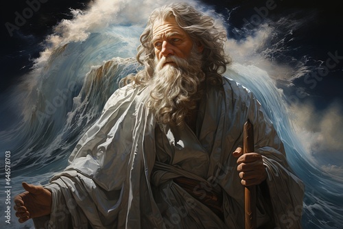 Religious biblical concept, the story of Moses parting the sea, flight from Pharaoh, the Jews, belief in God and Jesus Christ , the liberation of the Jews from Egyptian captivity, the miracle .
