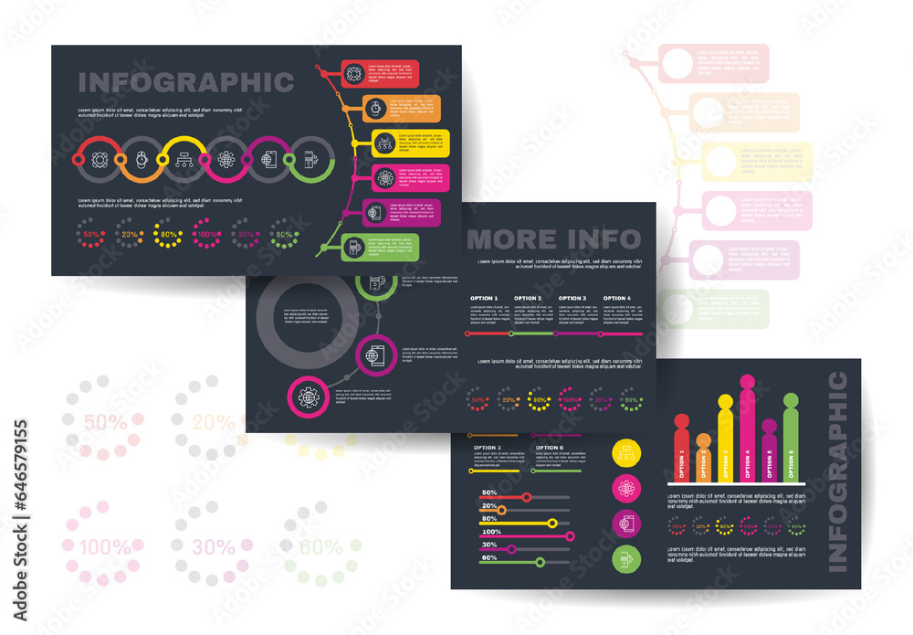 Dark Modern Colorful Infographic Presentation Template Stock Template ...