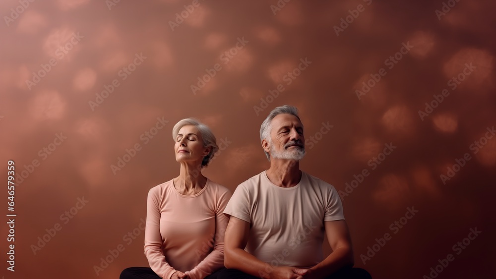 senior caucasian lady and man in sportswear