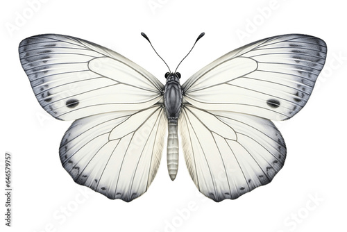 Black and White Butterfly Isolated on Transparent Background. Generative Ai.