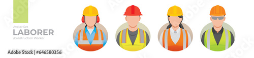 Laborer picture avatar icons. Illustration of men and women wearing worker apron outfit