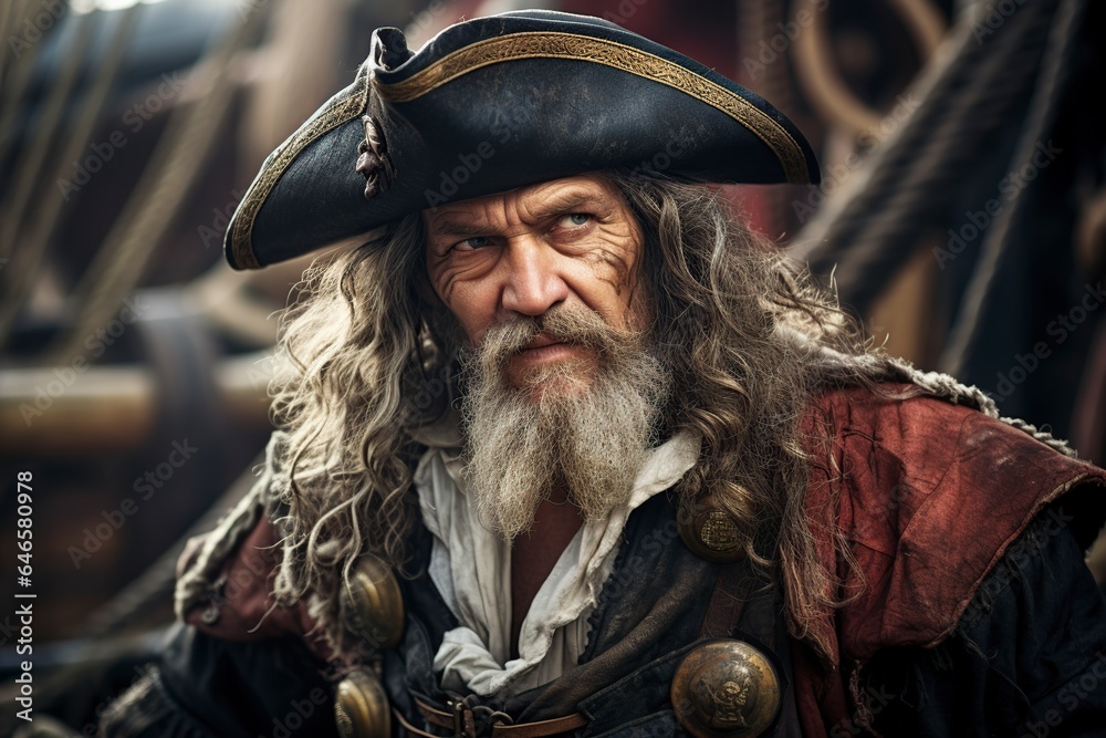 Naklejka premium old pirate captain in medieval dress