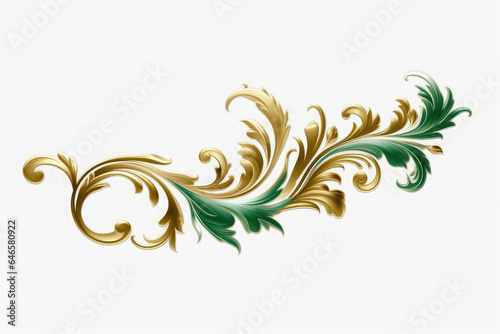 A white background with green and gold floral elements, Generative AI