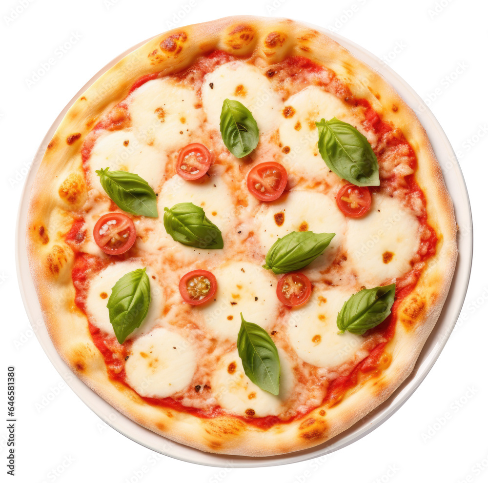 Pizza Margherita top view angle, generative ai Pizza Margherita top view angle, generative ai