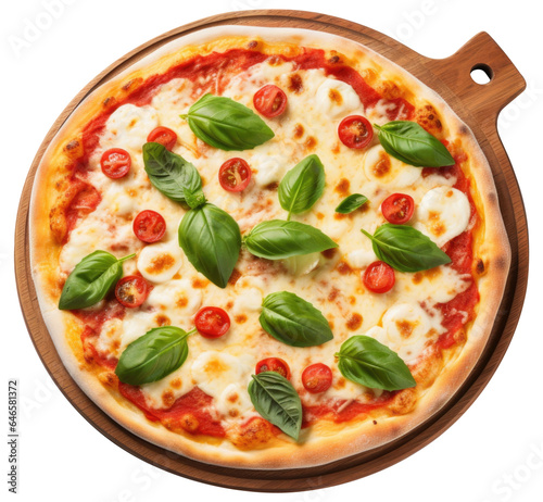 Pizza Margherita top view angle, generative ai