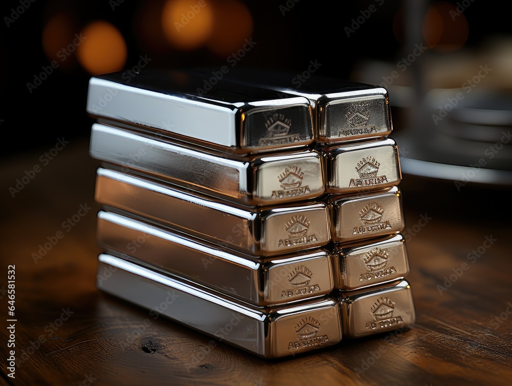 pile of gold and silver bullion. Generative AI pile of gold and silver bullion. Generative AI