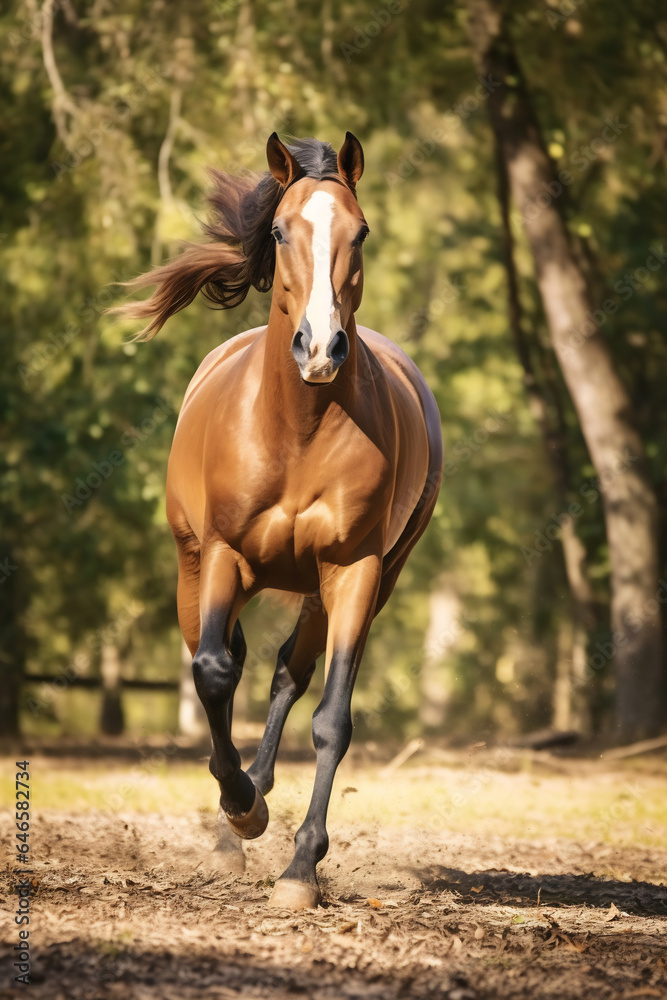 Running horse with a streamed mane Running horse with a streamed mane