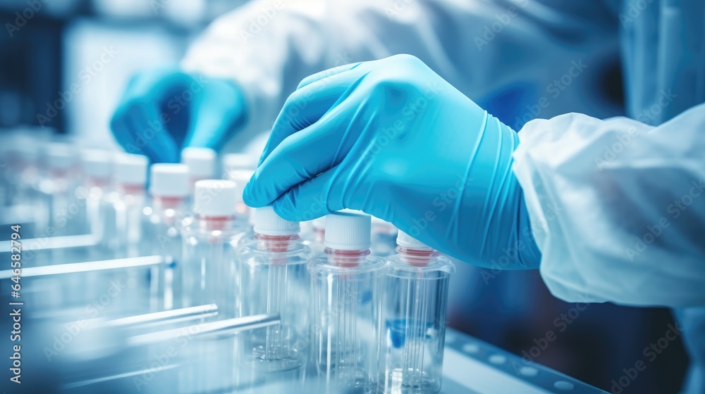 Production live at pharmaceutical factory, quality control. Generative AI Production live at pharmaceutical factory, quality control. Generative AI