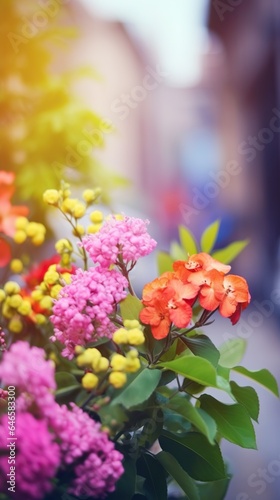 Close up of dreamy bouquet with colourful flowers