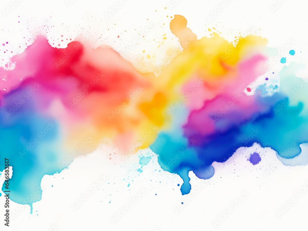Colorful abstract watercolor paint texture and white background. Generative AI