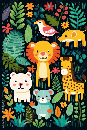 seamless pattern with jungle animals
