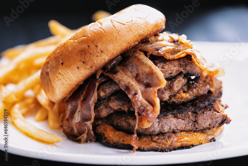 american triple patty smashed hamburger