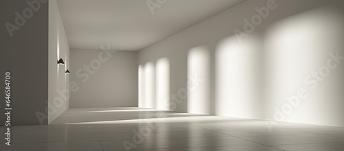 White wall with shadows and stylish lights.