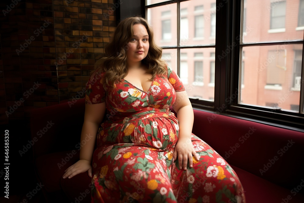 Fototapeta premium woman in acceptance of the body with a huge belly