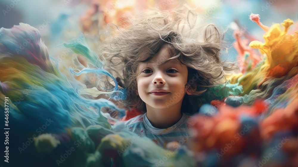 children at play showing their imagination. Made with the highest quality generative AI tools - obrazy, fototapety, plakaty 