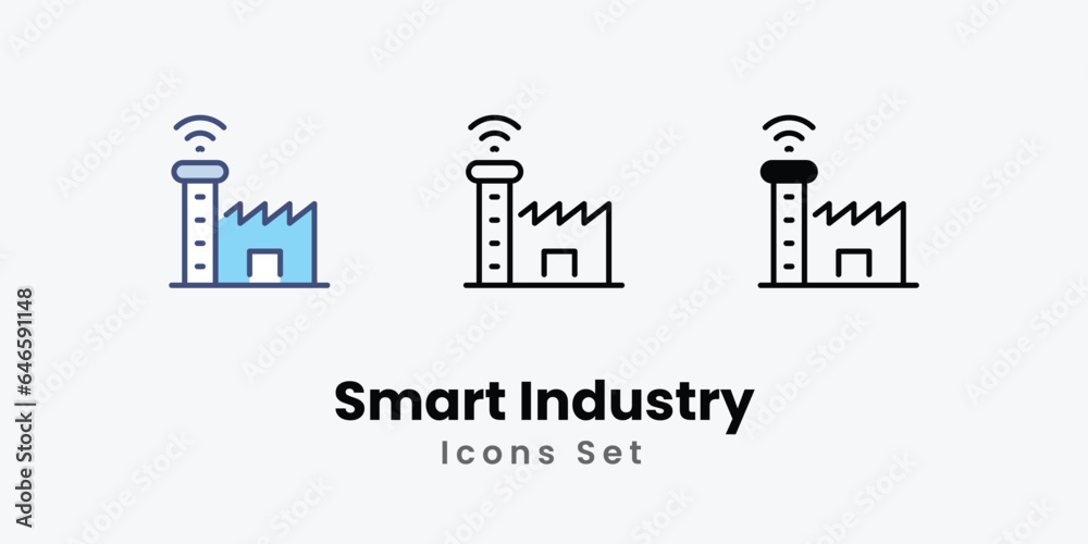 Smart Industry Icons set stock illustration.