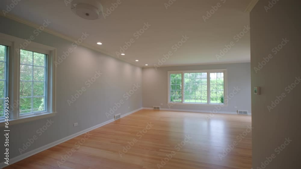 White wall in modern home. Elements of empty Interior in house, wide camera move shot