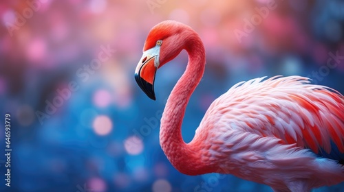 Graceful Pink Bird in Close-up, Wildlife Nature Shot