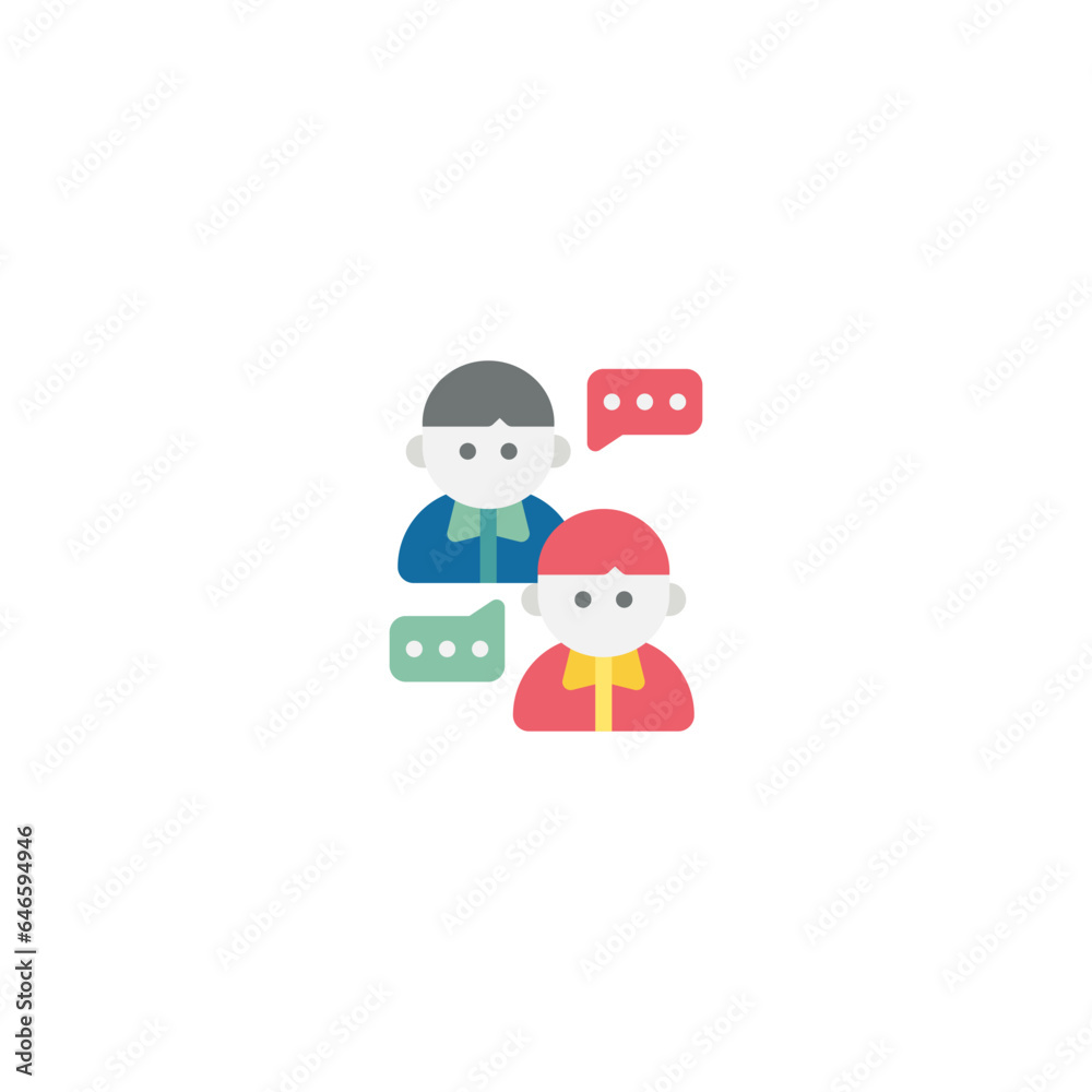 virtual assistant communication flat Icon, Logo, and illustration Vector