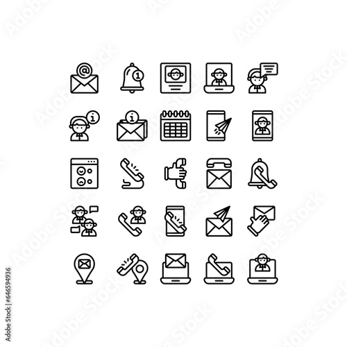 Set of helpdesk costumer service outline style icon and illustration - vector