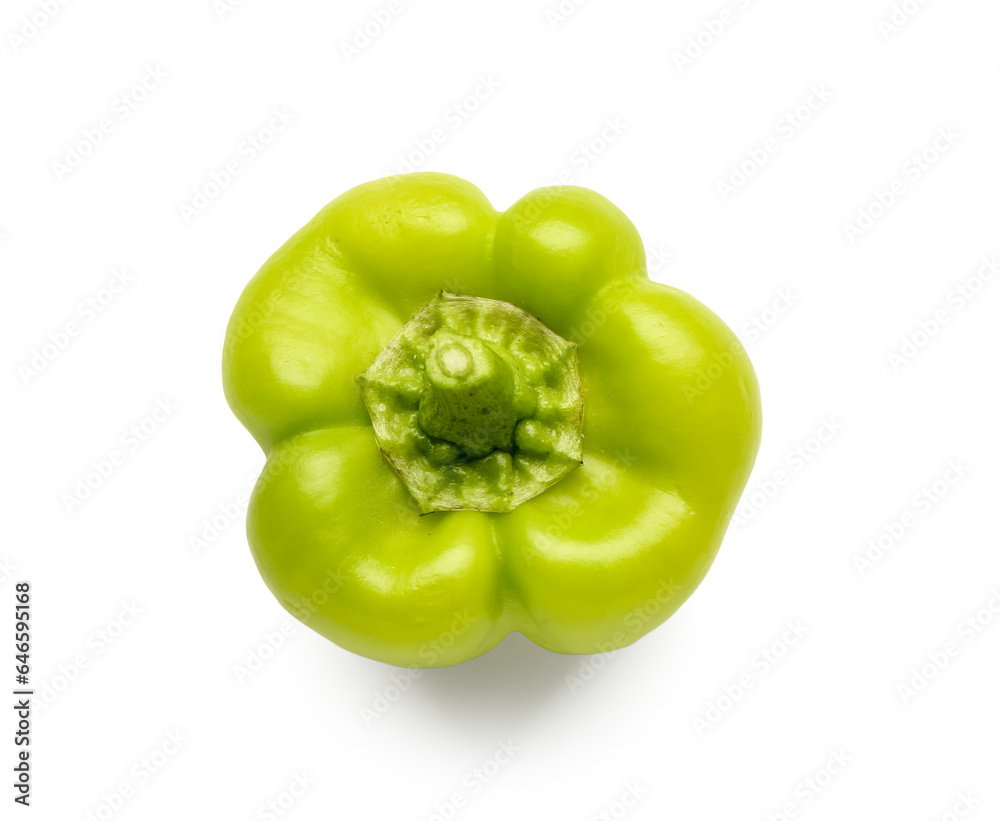Green bell pepper on white background Green bell pepper on white background