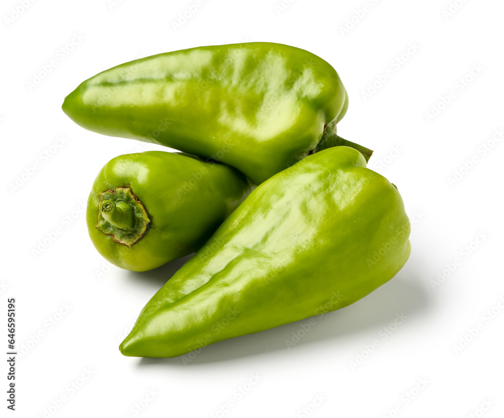 Green bell peppers on white background Green bell peppers on white background