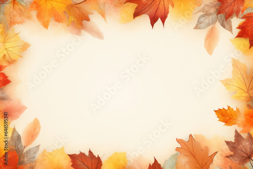 Yellow and orange tree leaves as autumn border with space for text.